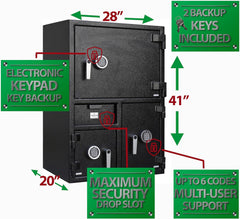 T872 Extra Large 3 Door Depository Drop Safe With Independent Locking Doors & Electronic Keypads