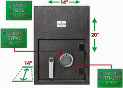 T862R Rear Door Depository Drop Safe with Multi-user Keypad and Key Backup