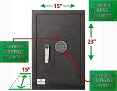 T901 Residential Home Office Safe with Electronic Easy-Program Multi-User Keypad and Keyed Backup, 6.1 CBF