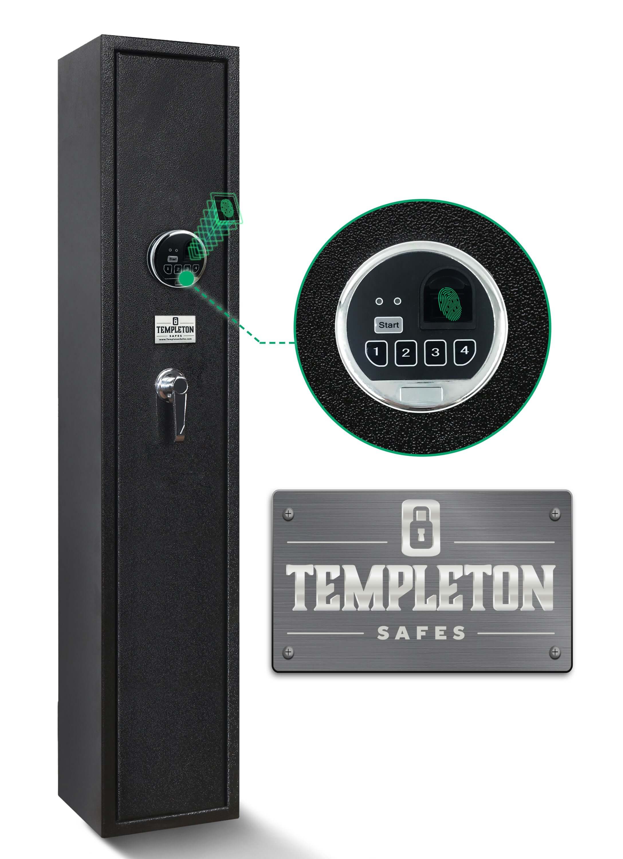 Templeton Quick Access Biometric Rifle Safe with New Silent Mode - 4 Rifle Capacity