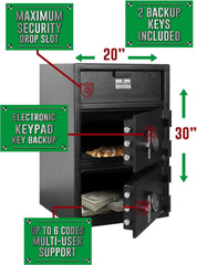T865 Large Depository Drop Safe with Multi-user Keypad and Key Backup